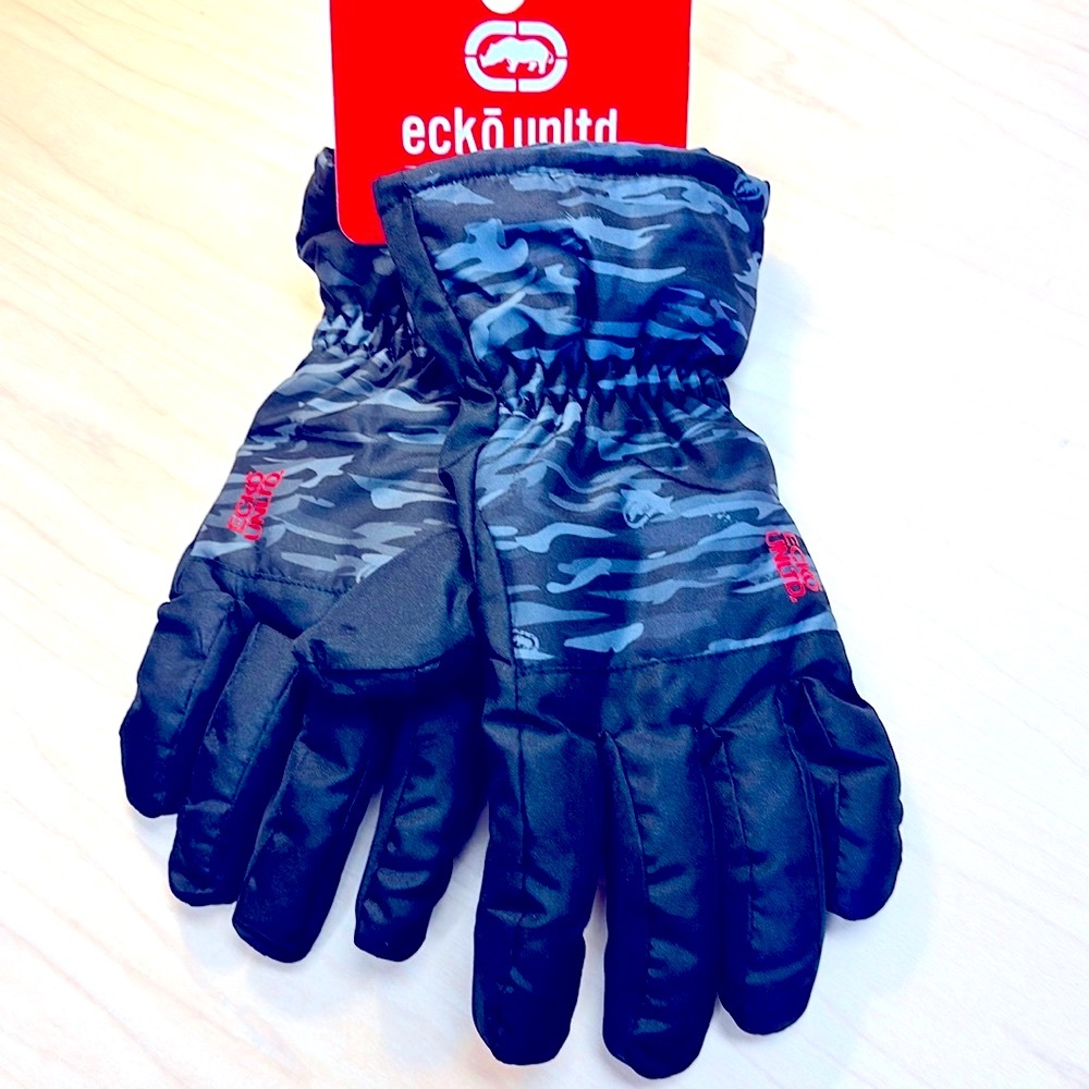 Ecko Winter Skiing/Snowboarding Black Alpaca lined Gloves LG NWT
